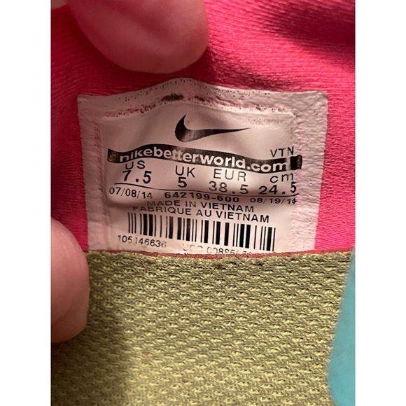 Nike women’s shoes pink teal‎ swoosh 2014 size 7.5 - Picture 10 of 10